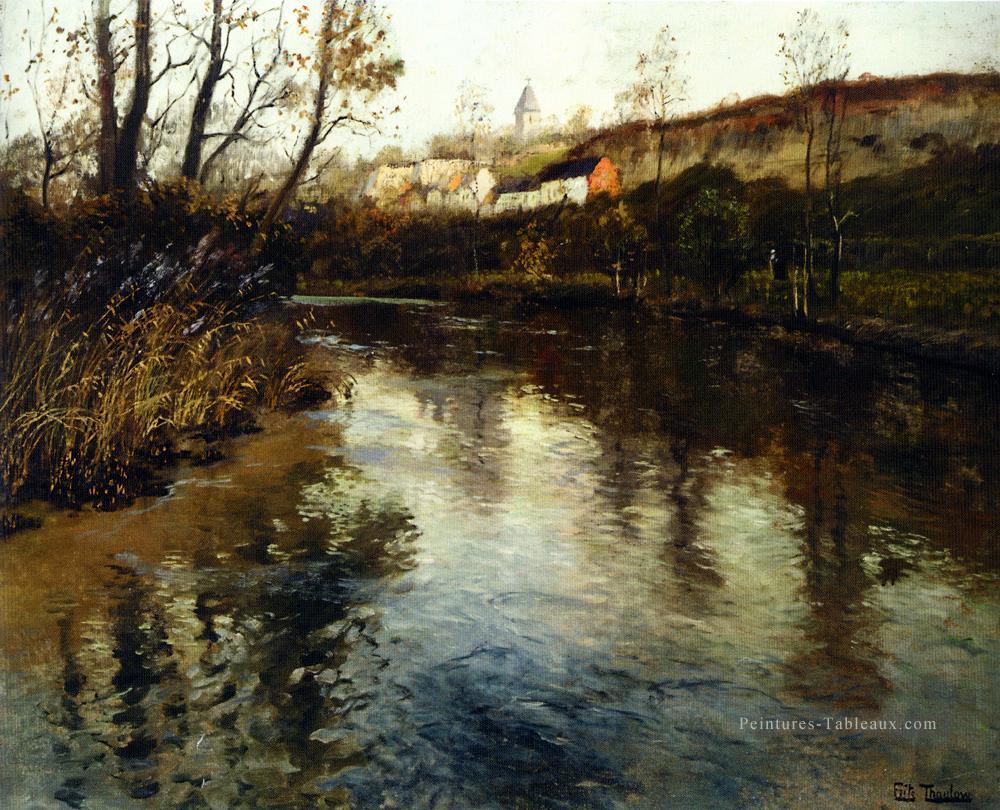 Rivière Elvelandskap Paysage impressionnisme Paysage norvégien Frits Thaulow Peintures à l'huile